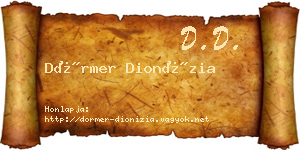 Dörmer Dionízia névjegykártya